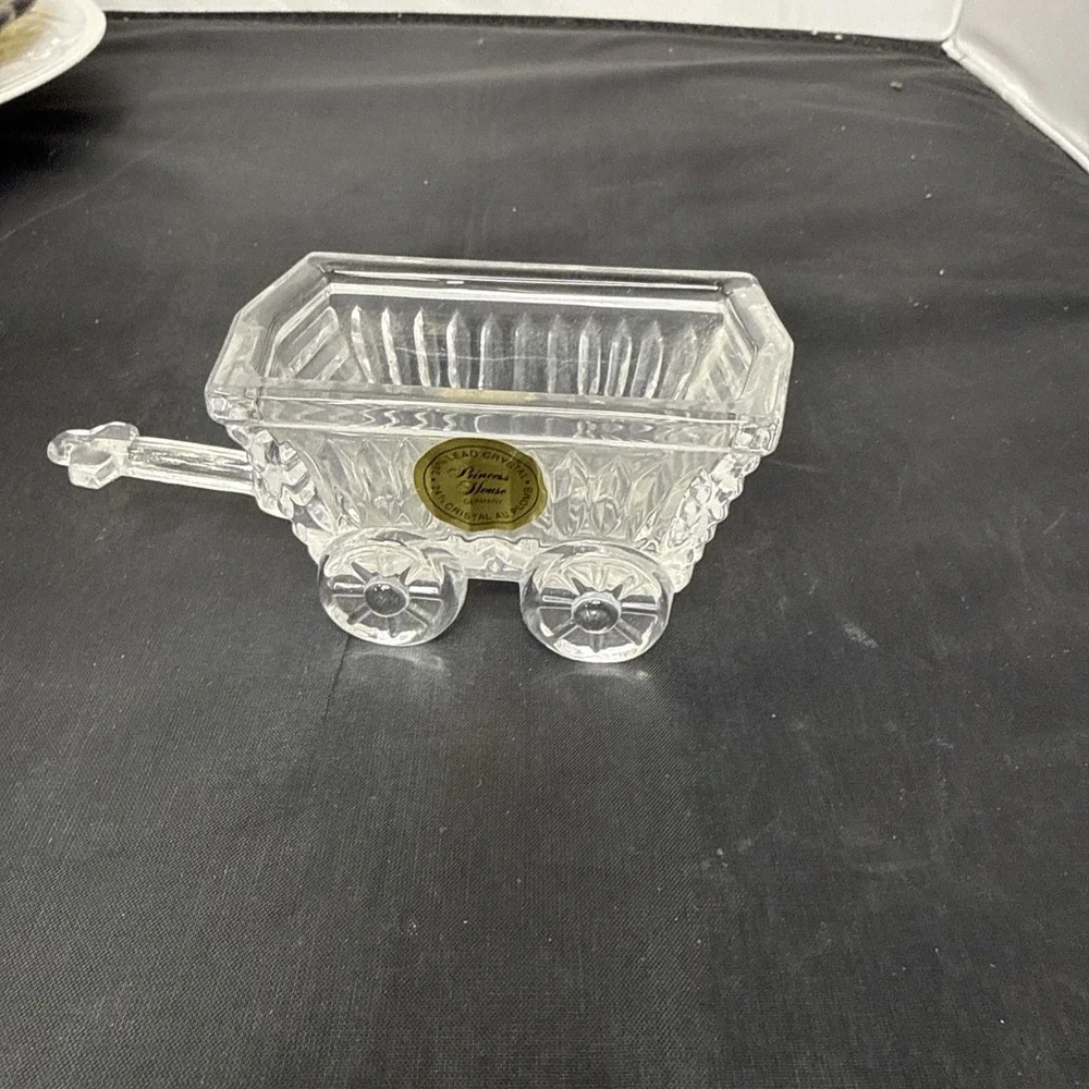 Princess House 24% Lead Crystal Garden Wagon Cart Garden NWT